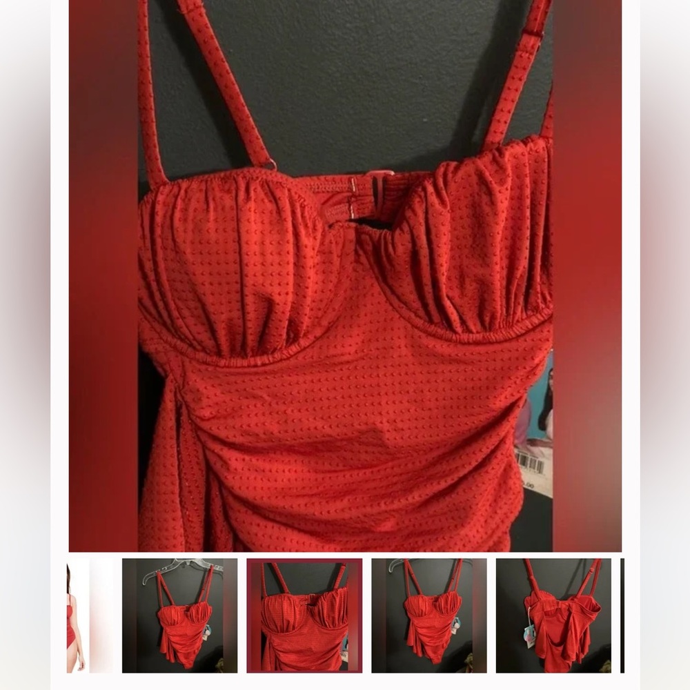 Rhode textured mermaid red swim suit size XXL - Picture 5 of 7